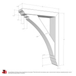 Cedar Bracket 02T39 — dimensional sketch with measurements | Timber Build