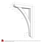 Cedar Bracket 13T14 — dimensional sketch with measurements | Timber Build