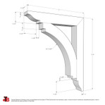 Cedar Bracket 14T8 — dimensional sketch with measurements | Timber Build