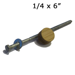 HDG Lag Screw 1/4 x 6" - HDG Washer - 1" Cedar Plug
