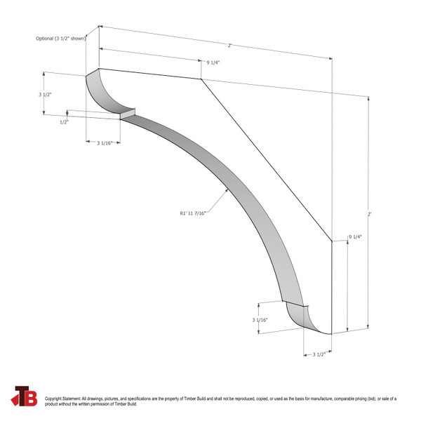 Cedar Knee Brace 65T1 — dimensions | Timber Build