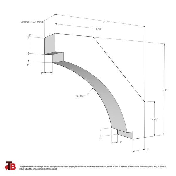 Cedar Knee Brace 67T1 — dimensions | Timber Build