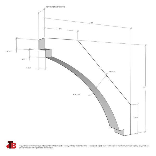 Cedar Knee Brace 67T8 — dimensions | Timber Build