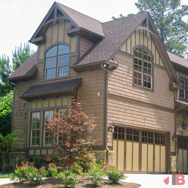 Cedar Gable Bracket 40T96 — garage gable close-up | Timber Build