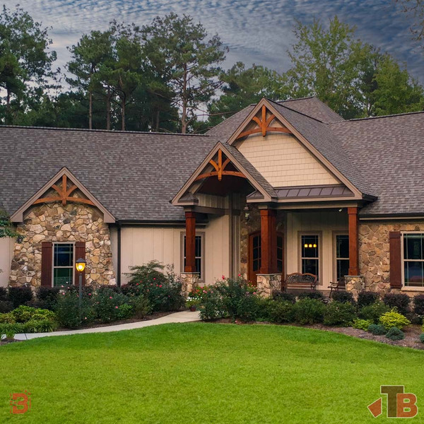 Cedar Gable Bracket 43T108 — porch gable wide view | Timber Build