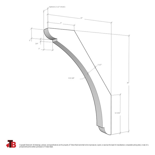 Cedar Knee Brace 65T4 — dimensions | Timber Build