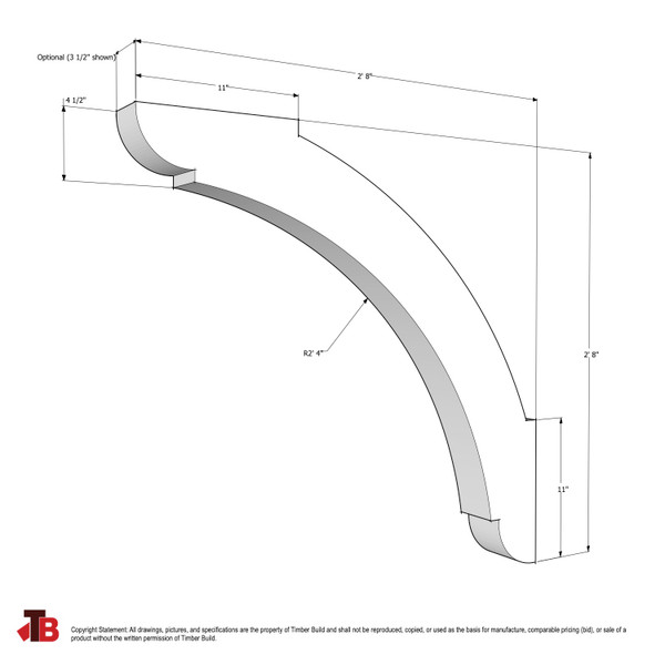 Cedar Knee Brace 65T6 — dimensions | Timber Build