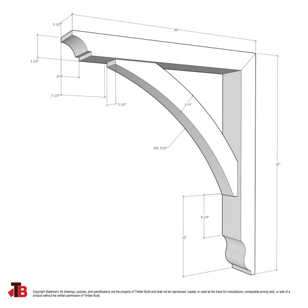 Cedar Bracket 10T11 — dimensional sketch with measurements | Timber Build