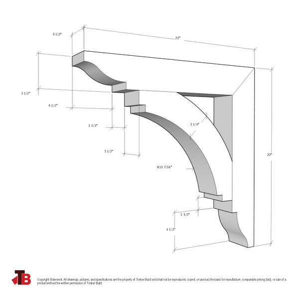 Cedar Bracket 14T10 — dimensional sketch with measurements | Timber Build