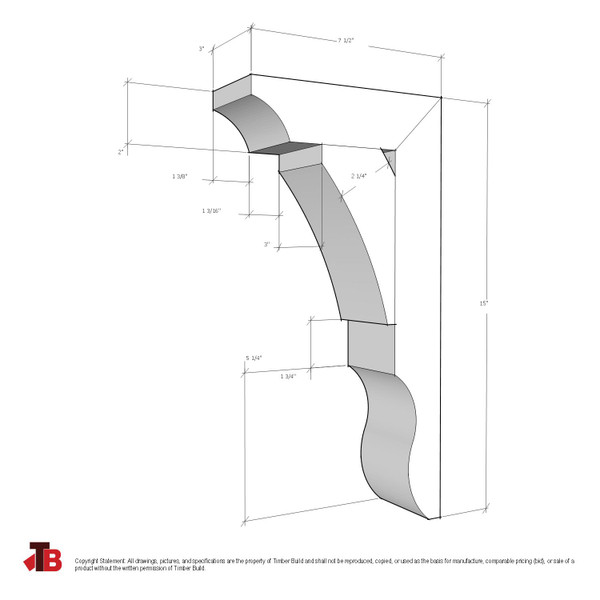 Cedar Bracket 04T1 — dimensional sketch with measurements | Timber Build