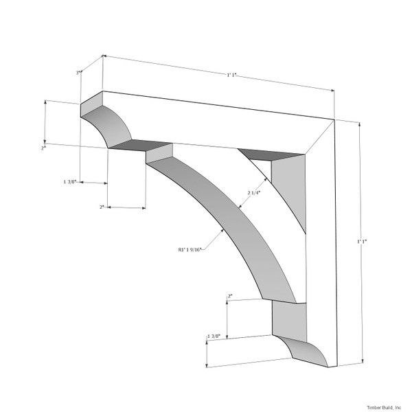 Cedar Bracket 04T8 — side profile view | Timber Build