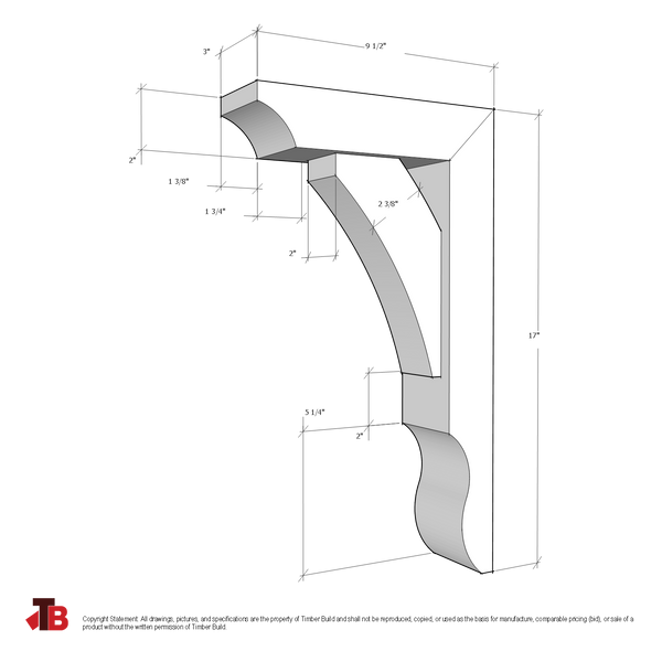 Cedar Bracket 04T5 — dimensional sketch with measurements | Timber Build