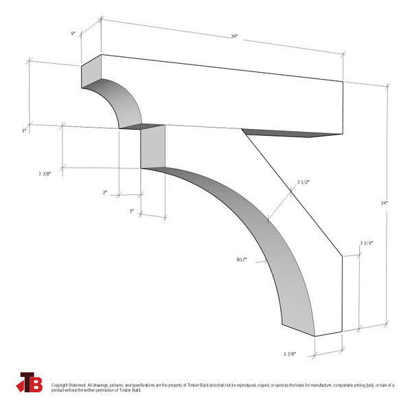 Cedar Bracket 19T2 — dimensional sketch with measurements | Timber Build