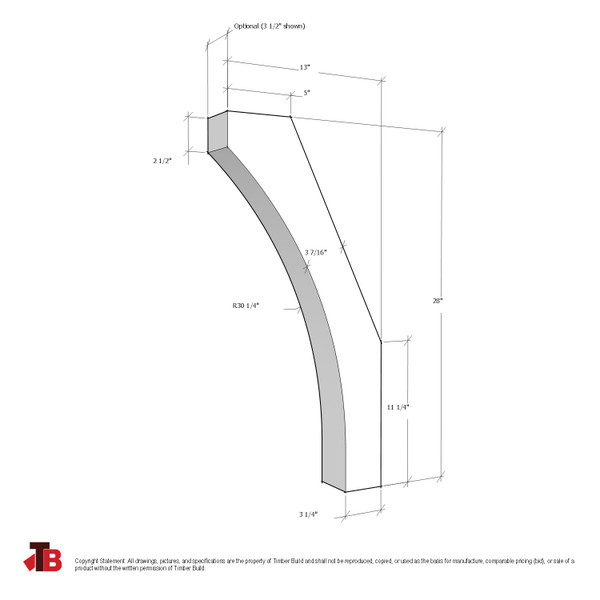 Cedar Knee Brace 62T8 — dimensions | Timber Build