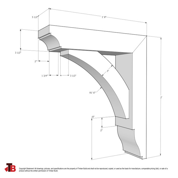 Cedar Bracket 02T19 — dimensional sketch with measurements | Timber Build