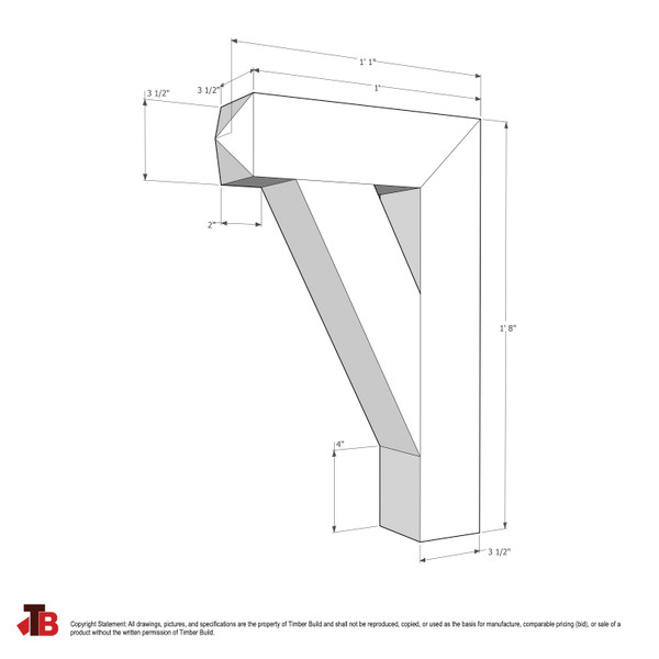 Cedar Bracket 17T2 — dimensional sketch with measurements | Timber Build