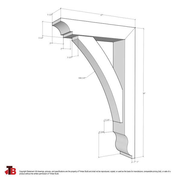 Cedar Bracket 10T17 — dimensional sketch with measurements | Timber Build