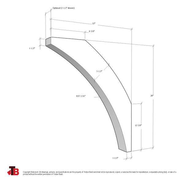 Cedar Knee Brace 61T7 — dimensions | Timber Build