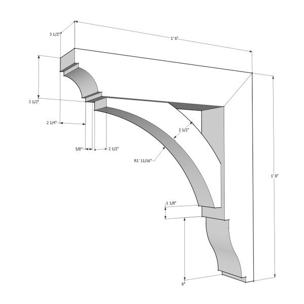 Cedar Bracket 02T24 — side profile view | Timber Build