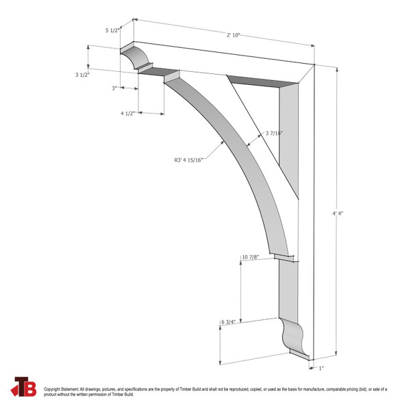 Cedar Bracket 10T22 — dimensional sketch with measurements | Timber Build