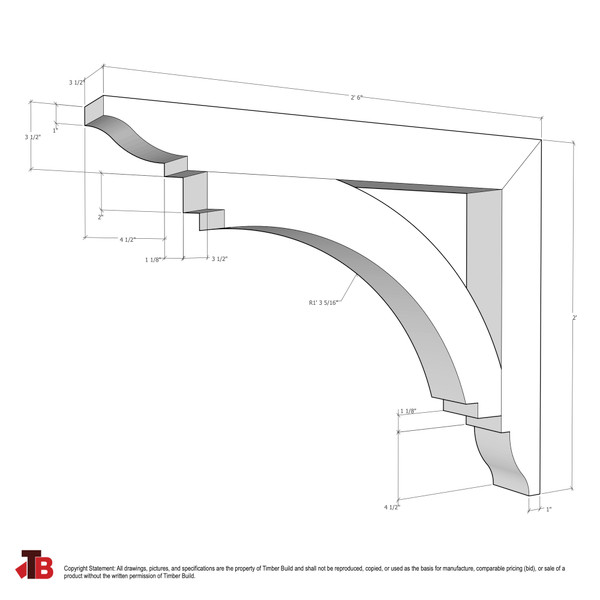 Cedar Bracket 14T4 — dimensional sketch with measurements | Timber Build