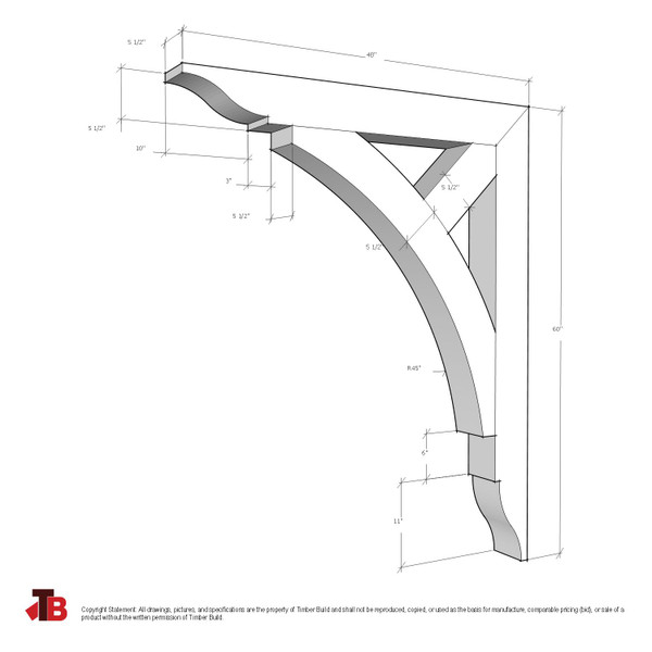Cedar Bracket 14T25 — dimensional sketch with measurements | Timber Build