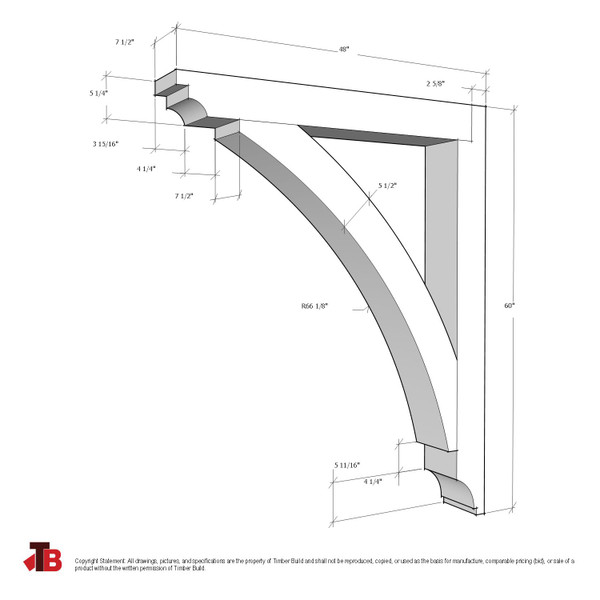 Cedar Bracket 16T8 — dimensional sketch with measurements | Timber Build