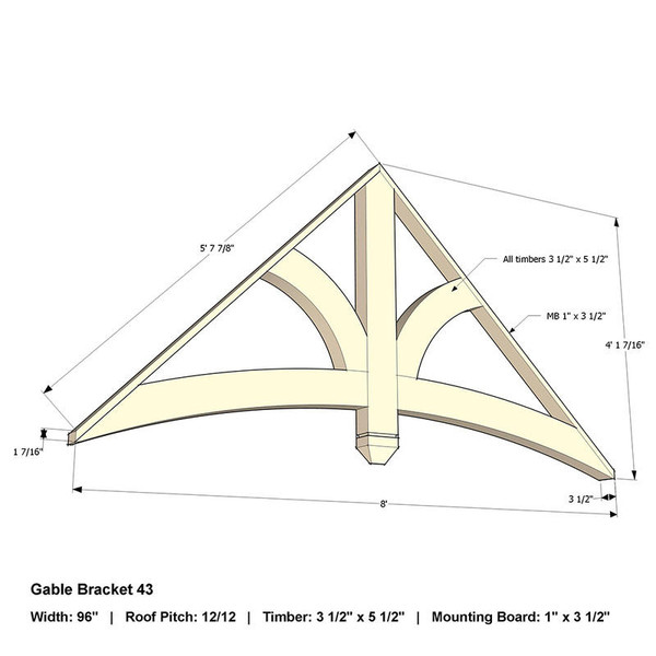 Cedar Gable Bracket 43T96 — angle view | Timber Build