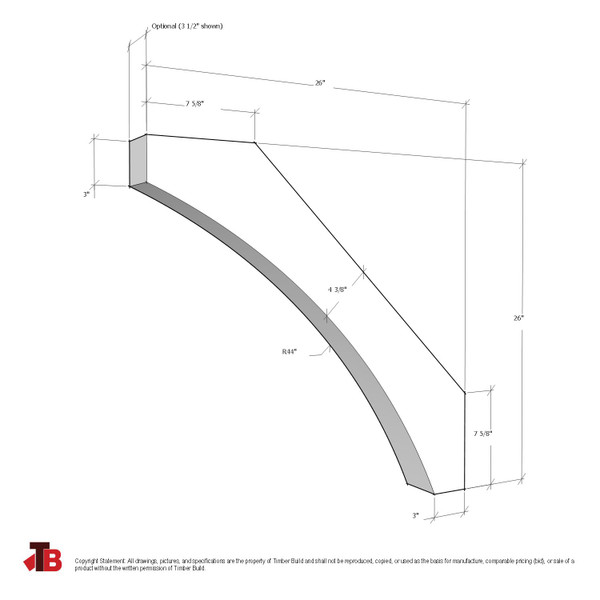 Cedar Knee Brace 62T10 — dimensions | Timber Build