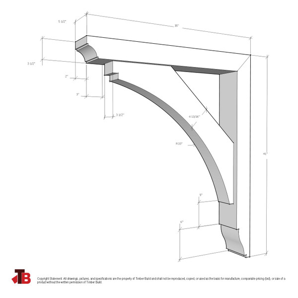 Cedar Bracket 02T28 — dimensional sketch with measurements | Timber Build