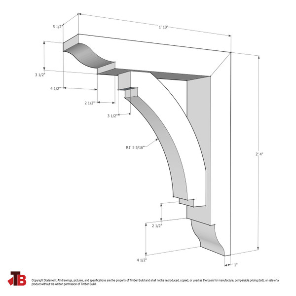 Cedar Bracket 14T18 — dimensional sketch with measurements | Timber Build