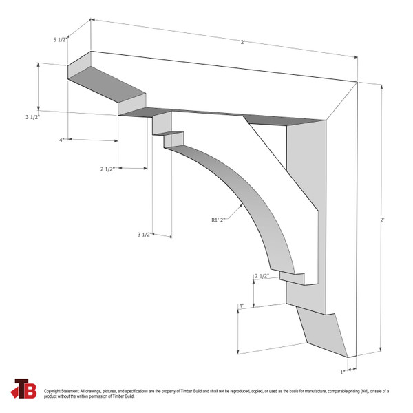 Cedar Bracket 113T4 — dimensional sketch with measurements | Timber Build