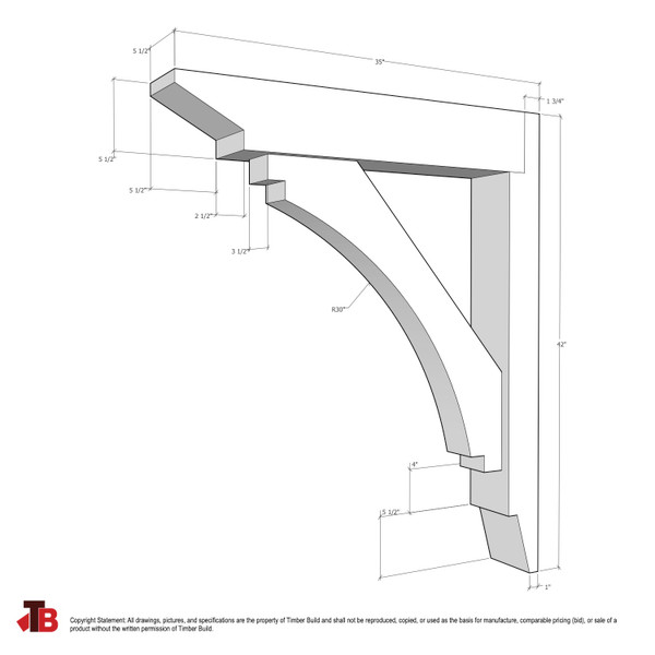 Cedar Bracket 113T11 — dimensional sketch with measurements | Timber Build