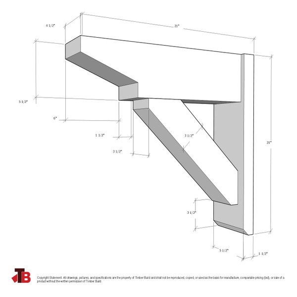 Cedar Bracket 113T40 — dimensional sketch with measurements | Timber Build