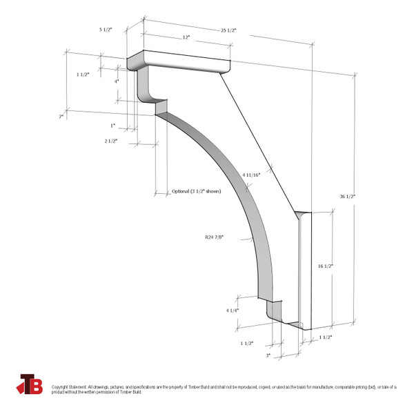 Cedar Knee Brace 63T14SBP — dimensions | Timber Build