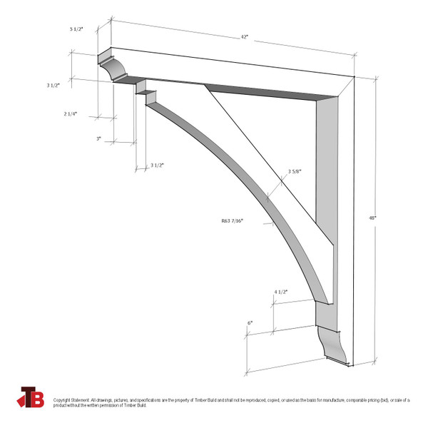 Cedar Bracket 02T10 — dimensional sketch with measurements | Timber Build