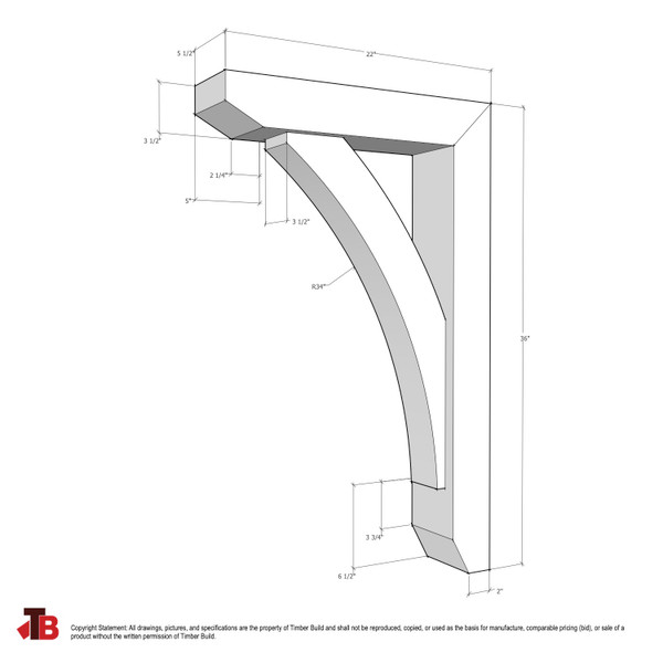 Cedar Bracket 13T10 — dimensional sketch with measurements | Timber Build