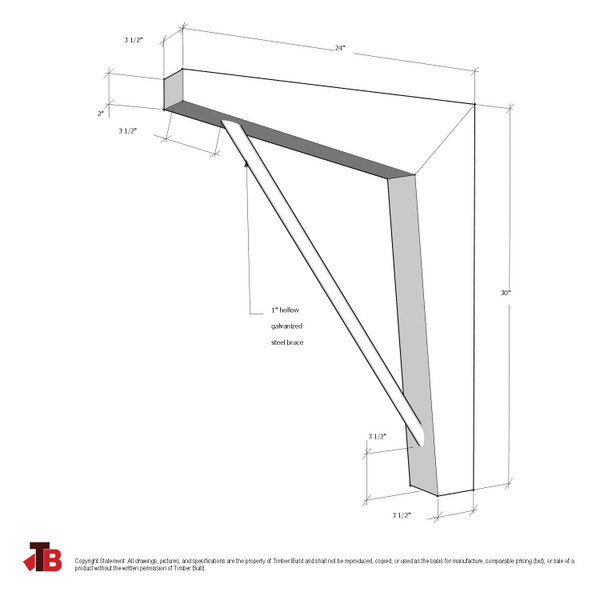 Cedar Bracket 115T3 — dimensional sketch with measurements | Timber Build