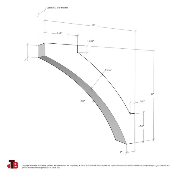 Cedar Knee Brace 71T3 — dimensions | Timber Build