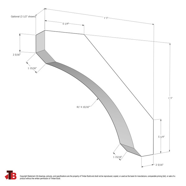 Cedar Knee Brace 72T2 — dimensions | Timber Build