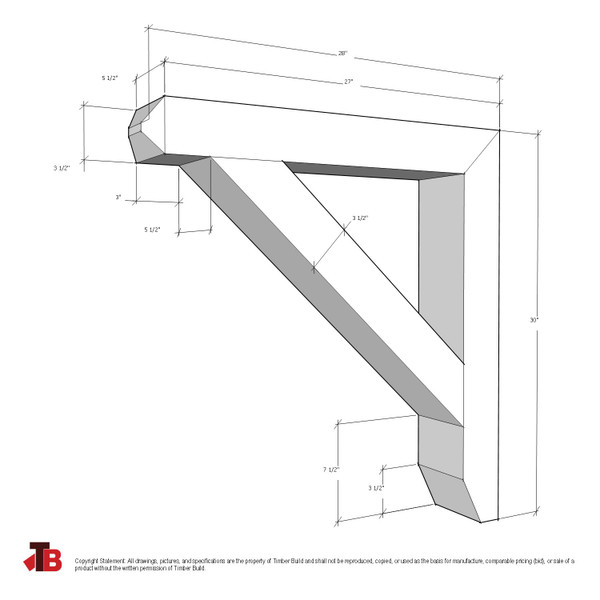Cedar Bracket 17T11 — dimensional sketch with measurements | Timber Build