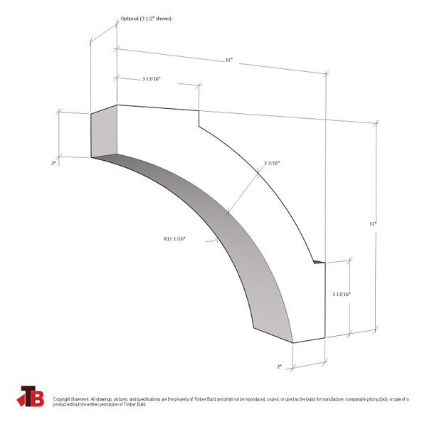 Cedar Knee Brace 71T4 — dimensions | Timber Build