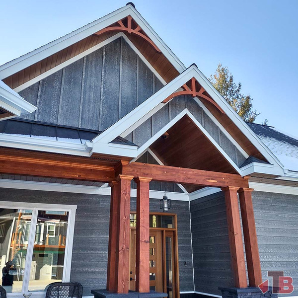 Cedar Gable Bracket 49T84 — home exterior view | Timber Build