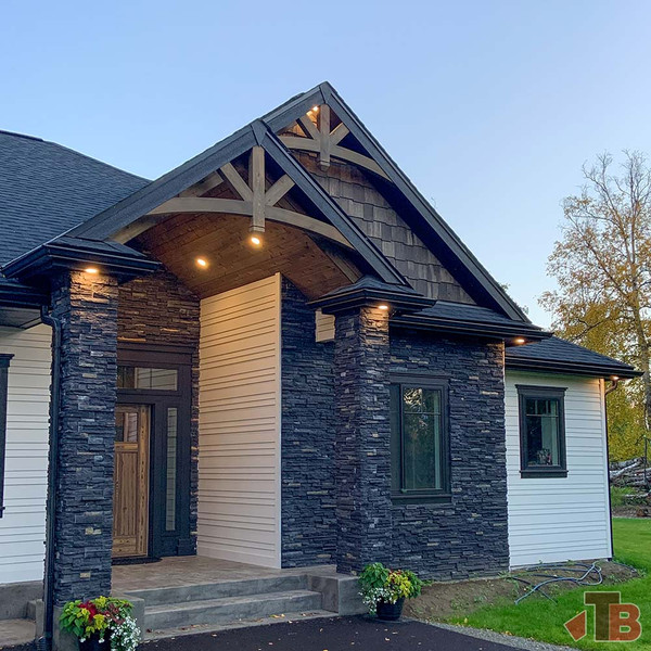Cedar Gable Bracket 45T84 — front porch view | Timber Build