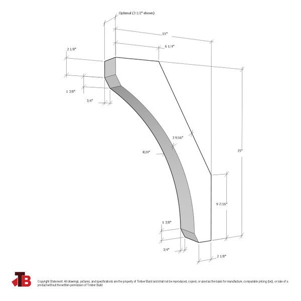 Cedar Knee Brace 72T4 — dimensions | Timber Build