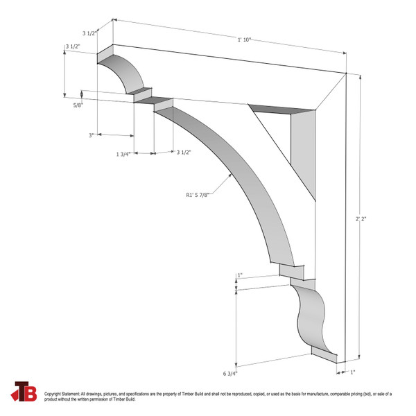 Cedar Bracket 10T1 — dimensional sketch with measurements | Timber Build