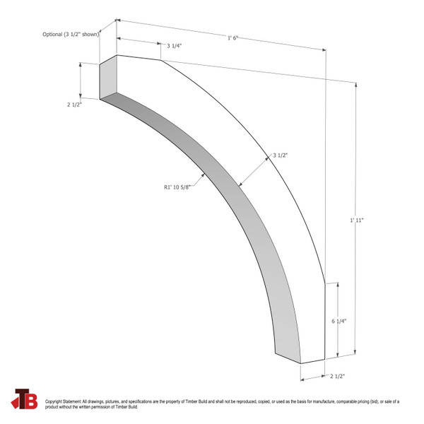 Cedar Knee Brace 74T1 — dimensions | Timber Build