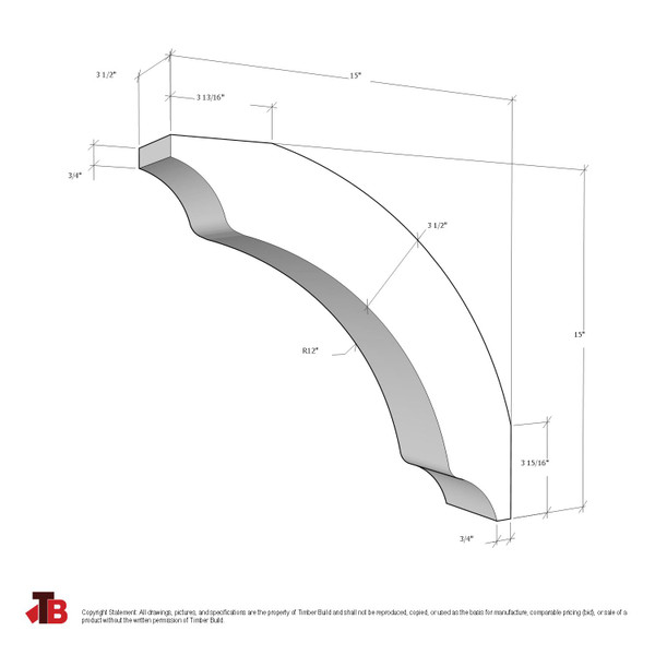 Cedar Knee Brace 73T1 — dimensions | Timber Build