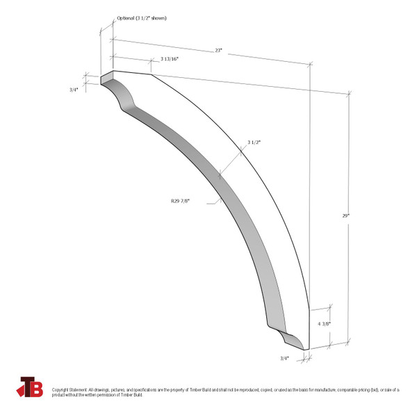 Cedar Knee Brace 73T3 — dimensions | Timber Build