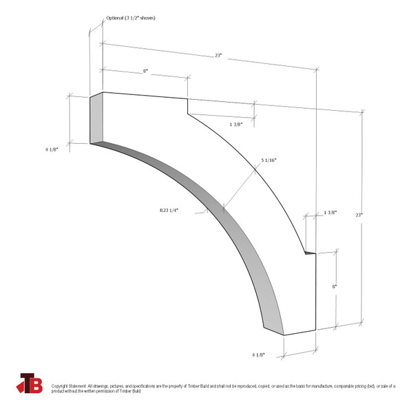 Cedar Knee Brace 71T6 — dimensions | Timber Build